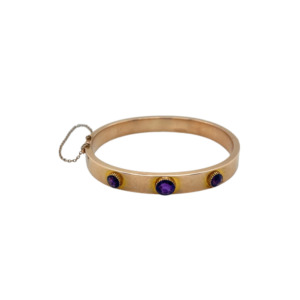 15K Yellow Gold Amethyst Bangle Bracelet