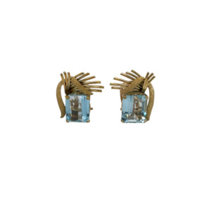 18K Yellow Gold Aquamarine Earrings