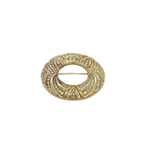 18K Yellow Gold Diamond Circle Brooch