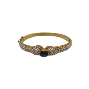 18K Yellow Gold Sapphire and Diamond Bangle Bracelet