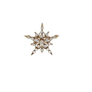 14K Yellow Gold Diamond Brooch