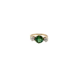 14K Yellow Gold Tourmaline and Diamond Ring