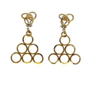 18K Yellow Gold Disc Drop Earrings