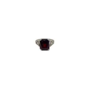 Art Deco 14K White Gold Garnet Ring