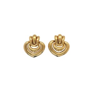 Bulgari 18K Yellow Gold Heart Earrings.