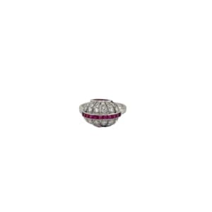 Art Deco Platinum Diamond and Ruby Ring