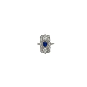 Edwardian Platinum Sapphire and Diamond Ring