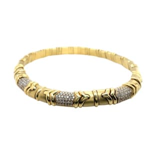 18K Yellow Gold Diamond Dome Necklace