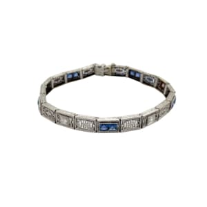Art Deco 14K White Gold and Platinum Sapphire and Diamond Bracelet