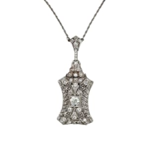 Art Deco Platinum Diamond Pin-Pendant