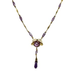Etruscan 14K Yellow Gold Amethyst Necklace