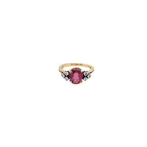 14K Yellow Gold Tourmaline and Diamond Ring