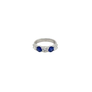 14K White Gold Sapphire and Diamond Band