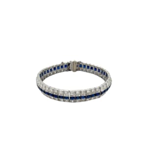 Art Deco Platinum Diamond and Sapphire Bracelet