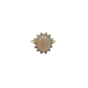 14K Yellow Gold Opal and Diamond Ring