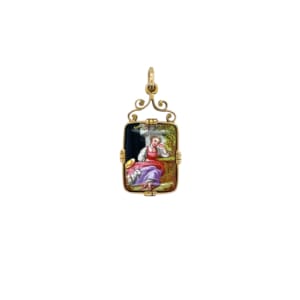 Antique 14K yellow Gold Porcelain Charm