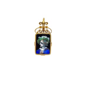 Antique 14K Yellow Gold Enamel Charm