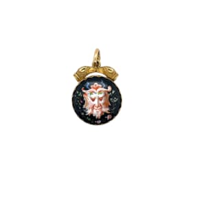 Antique 14K Yellow Gold Porcelain Charm