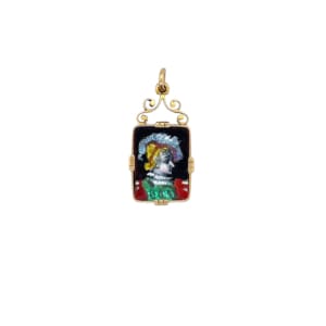 Antique 14K Yellow Gold Enamel Charm