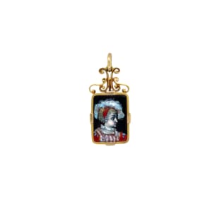 Antique 14K Yellow Gold Enamel Charm