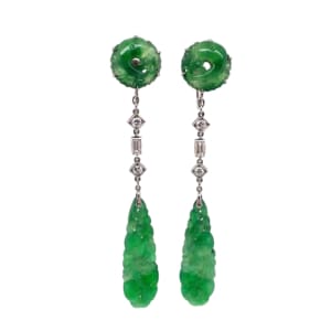Art Deco Platinum Jadeite and Diamond Earrings