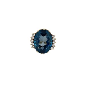 14K Yellow Gold Topaz and Diamond Ring