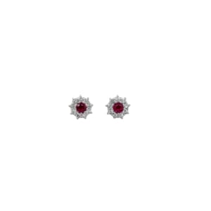 14K White Gold Ruby and Diamond Earrings