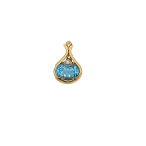 14K Yellow Gold Blue Topaz and Diamond Slide