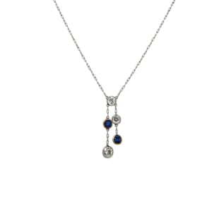 Platinum and 18K Yellow Gold Diamond and Sapphire Pendant