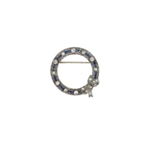 Edwardian Platinum Sapphire and Diamond Brooch