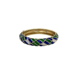 Martine 14K Yellow Gold Enamel and Diamond Bangle Bracelet