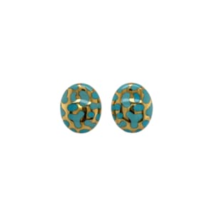 Angela Cummings 18k Yellow Gold Turquoise Inlaid Earrings