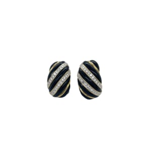 David Webb 18K Yellow Gold Enamel and Diamond Earrings