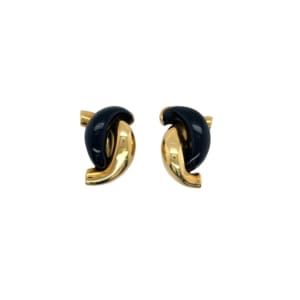Seaman Schepps 18K Yellow Gold and Onyx Earrings