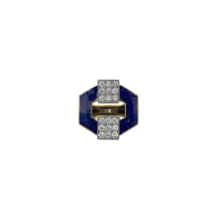 David Webb 18K Yellow Gold Lapis and Diamond Ring