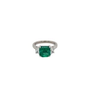 Platinum Emerald and Diamond Ring