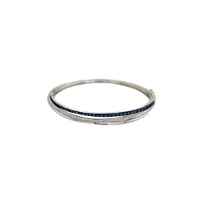 14K White Gold Sapphire and Diamond Bangle