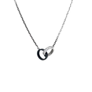 Cartier 18K White Gold Love Diamond and Ceramic Pendant