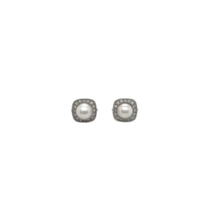 Vera Wang 14K White Gold Pearl, Diamond, and Sapphire Stud Earrings