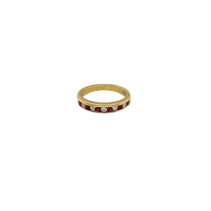 Tiffany & Co. 18K Yellow Gold Ruby and Diamond Band