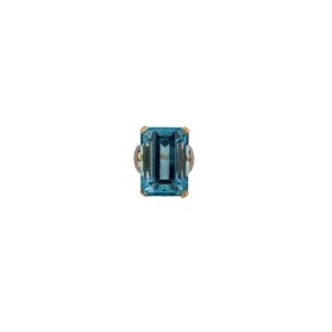Retro 14K Yellow Gold Aquamarine and Diamond Ring