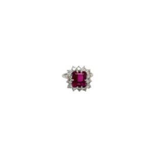 18K White Gold Tourmaline and Diamond Ring