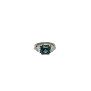Platinum Green Sapphire and Diamond Ring