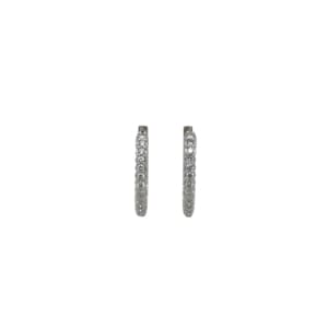 14K White Gold Diamond Hoop Earrings