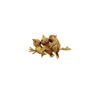 Tiffany & Co. 18K Yellow Gold Ruby Bird Brooch