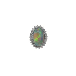 14K White Gold Opal and Diamond Ring