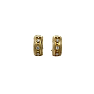 18K Yellow Gold Diamond Hoop Earrings