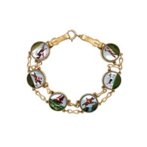Antique 14K Yellow Gold Equestrian Essex Crystal Bracelet
