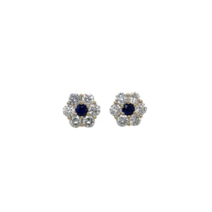 14K Yellow Gold Diamond and Sapphire Earrings