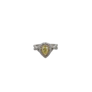 18K White Gold Yellow Diamond Ring